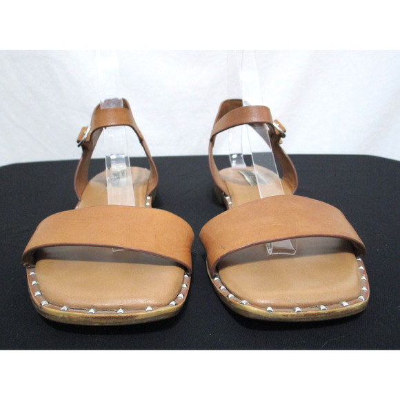 Steven Madden Brown Studded Leather Ankle Strap Sandals Women 7.5 - Picture 4 of 9